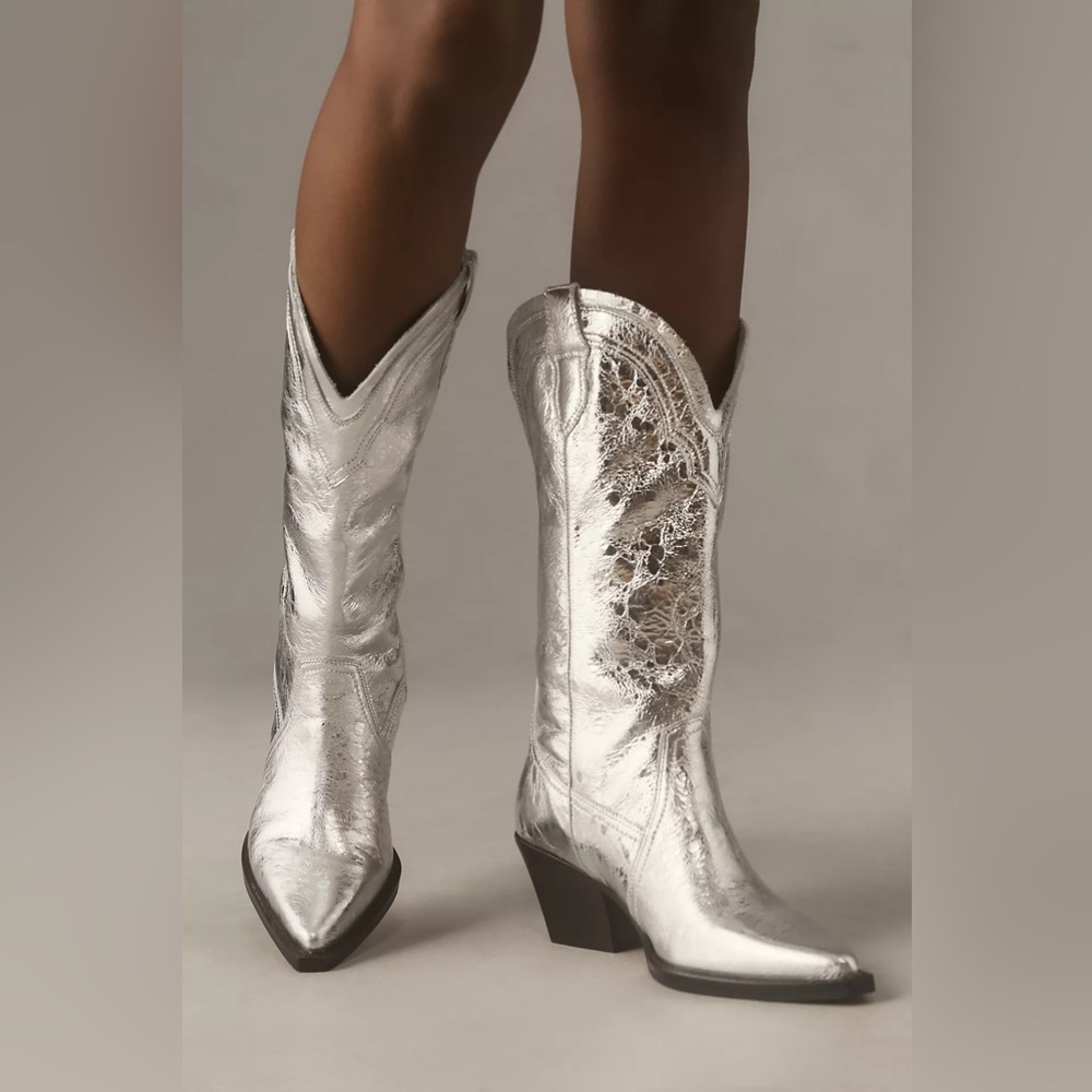 Anthropologie DOLCE VITA RASMA BOOTS Style No.  91158311 SILVER US 6